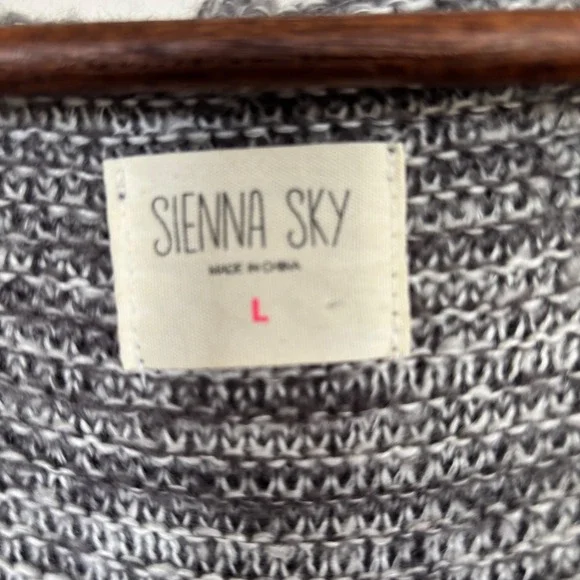 Sienna Sky Womens Grey Space Dye Hooded Open Front Longline Cardigan Sweater L - Picture 3 of 5